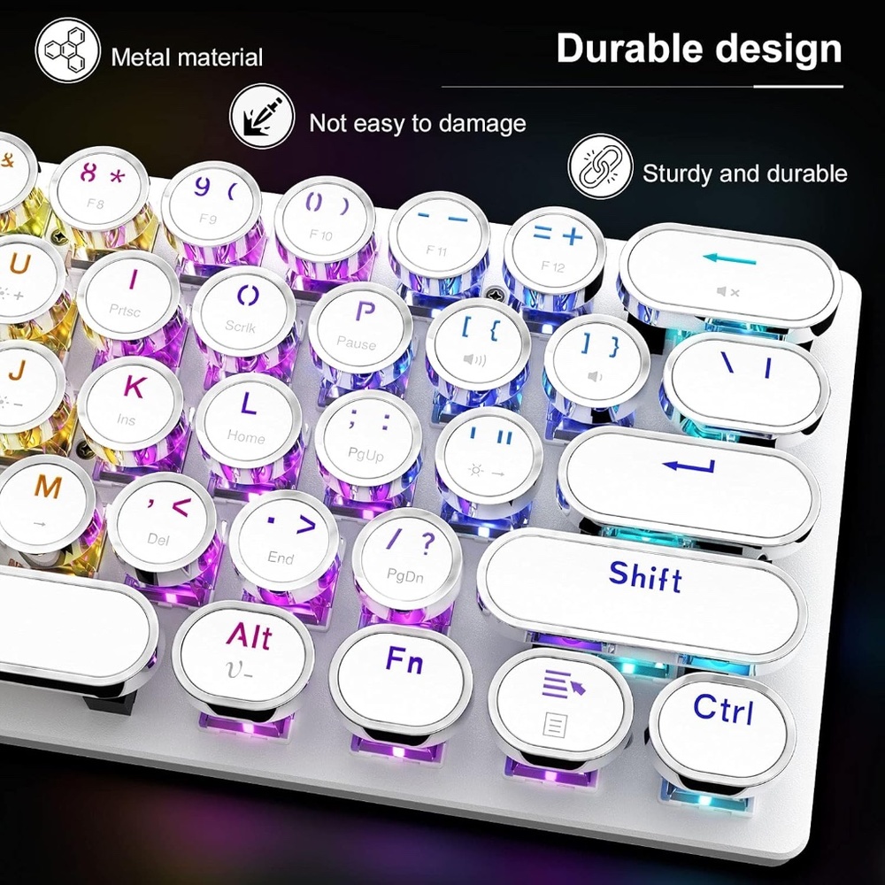 STOGA White Retro RGB Mechanical Keyboard - Picture 7 of 11
